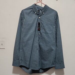 NWT Arrow Navy Plaid Button Down Shirt